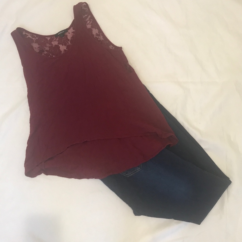 Burgundy Crop Tank Top, Size L